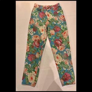 Vintage rare Jack Mulqueen floral denim pants